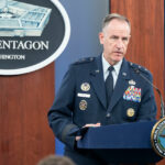 Pentagon Press Secretary Air Force Maj. Gen. Pat Ryder conducts a press briefing at the Pentagon, Nov. 4, 2024.