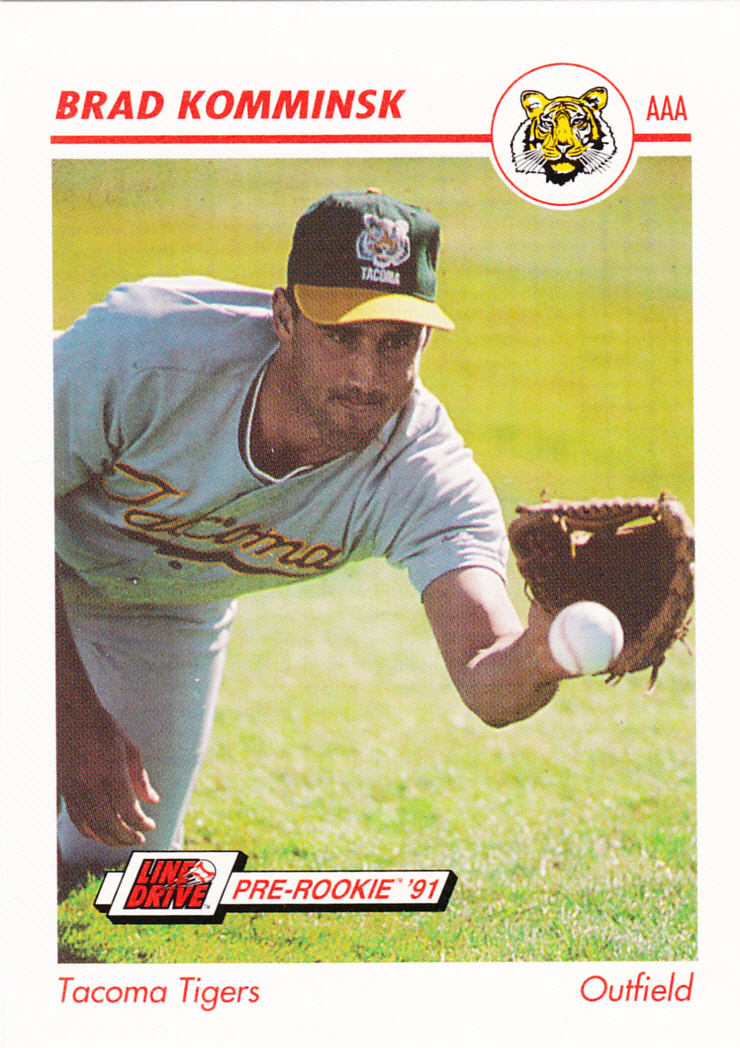 1991 Line Drive Pre-Rookie Brad Komminsk Tacoma Tigers Uniform