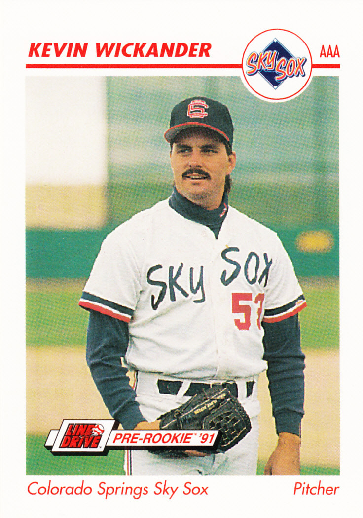 1991 Line Drive Pre-Rookie Kevin Wickander Colorado Springs Sky Sox Uniform