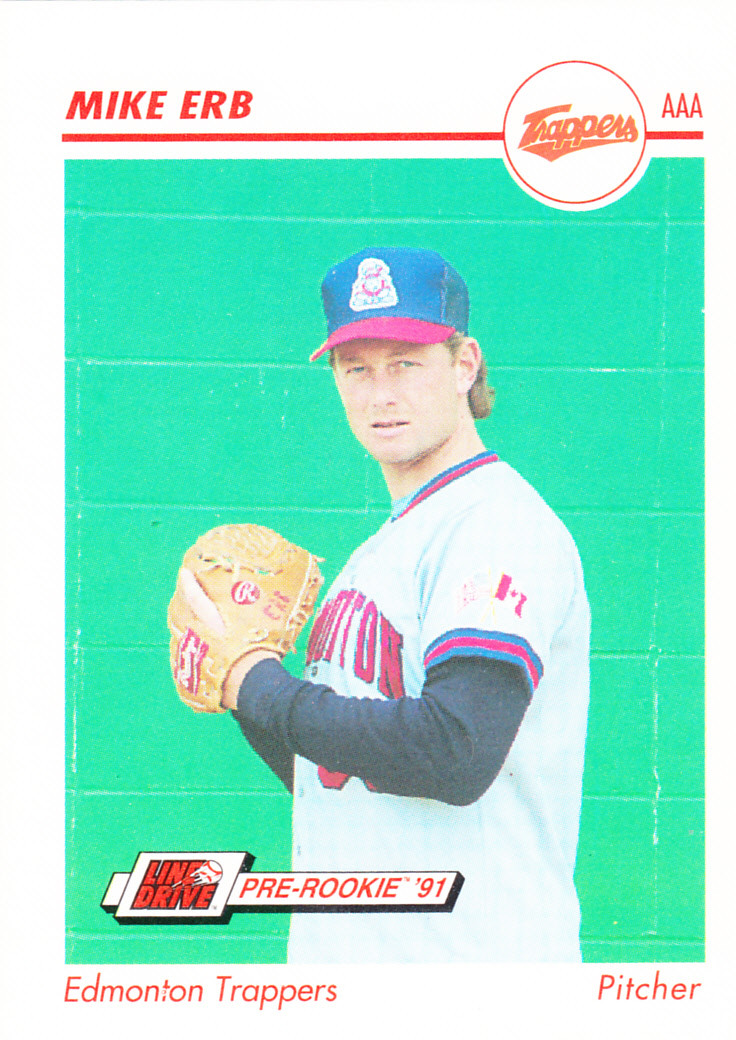 1991 Line Drive Pre-Rookie Mike Erb Edmonton Trappers Uniform