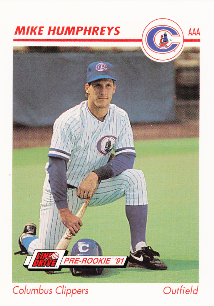 1991 Line Drive Pre-Rookie Mike Humphreys Columbus Clippers Uniform
