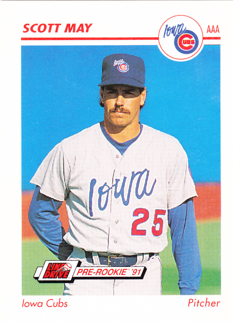 1991 Line Drive Pre-Rookie Scott May Iowa Cubs Uniform
