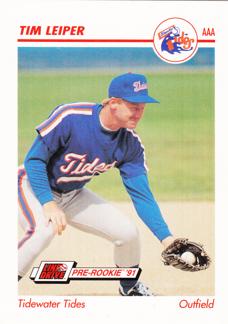1991 Line Drive Pre-Rookie Tim Leiper Tidewater Tides Uniform