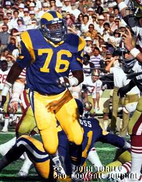 1981-99 Rams Blue Home Uniforms with Blue Facemasks