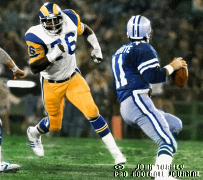 1973-80 Rams White Road Jerseys with Gold Accents