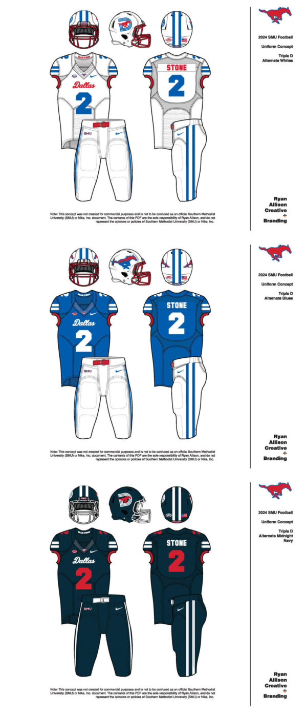 SMU Football Triple D Alternate White Uniform Concepts