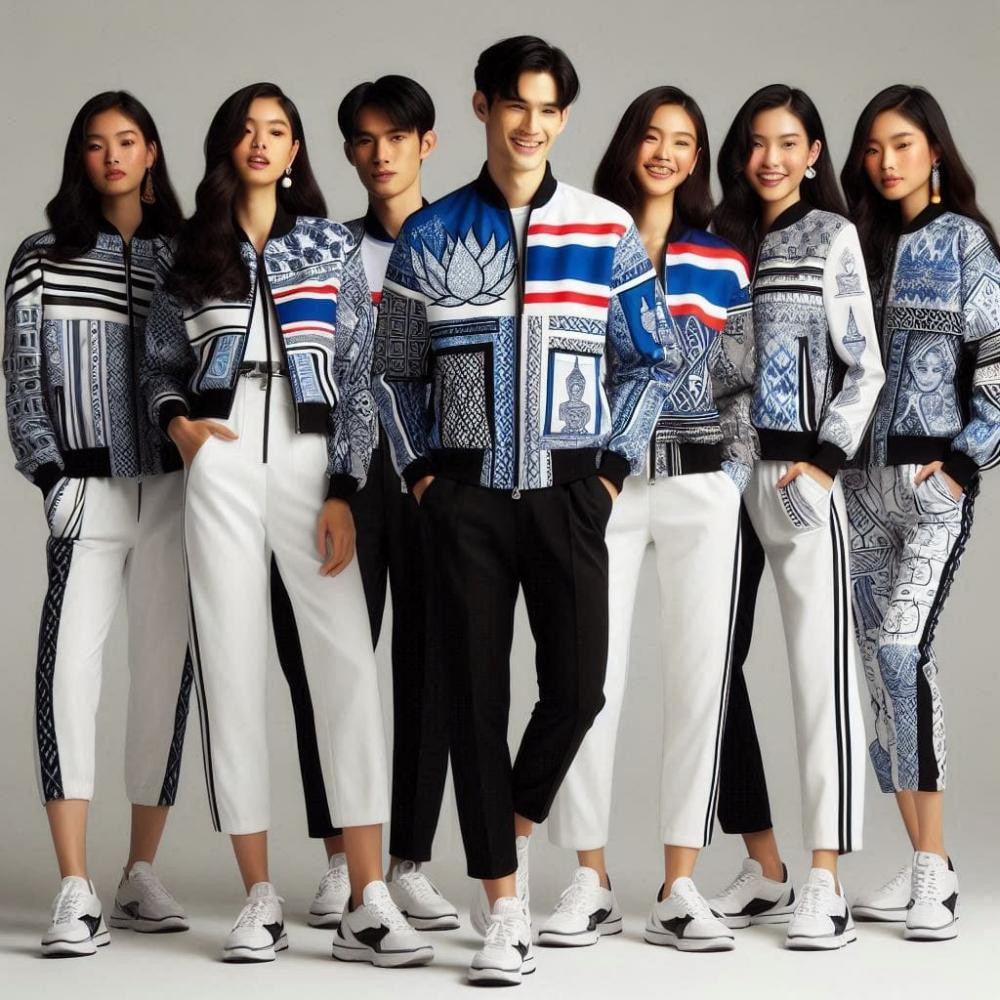 Netizens use AI to create alternative Thailand Olympic uniform designs, examples posted by Facebook user Grace Anthony.