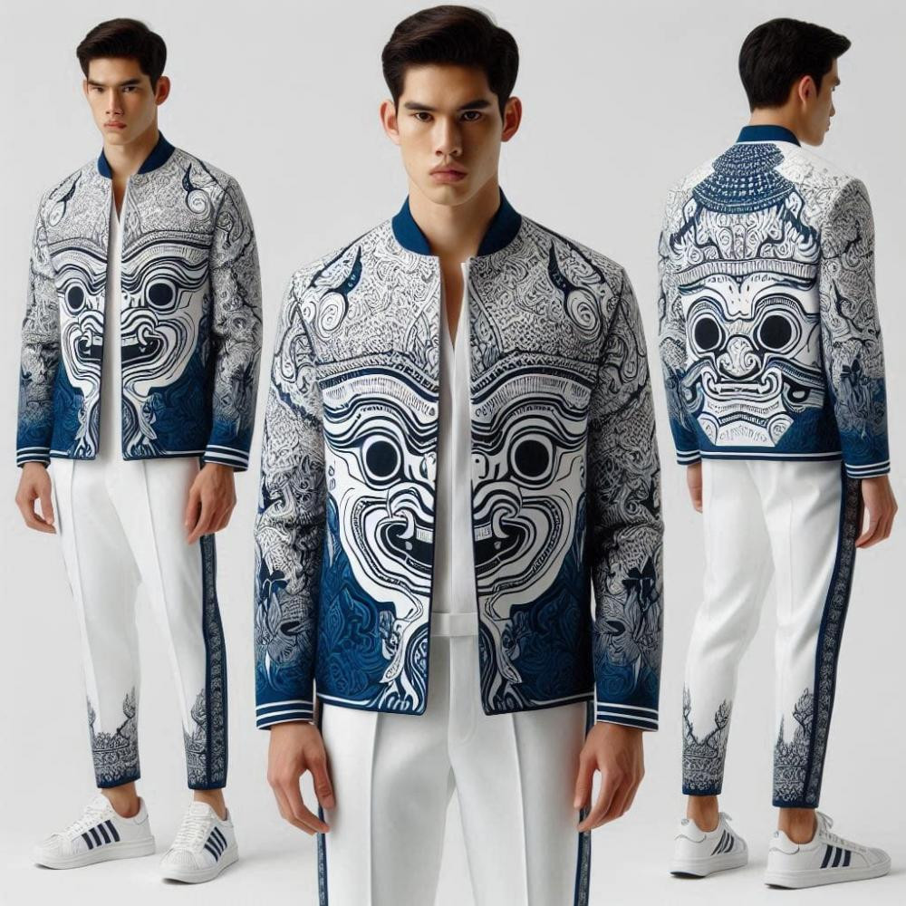 Examples of AI-designed Thailand Olympic outfits with modern and colorful themes, shared on Facebook account Grace Anthony.