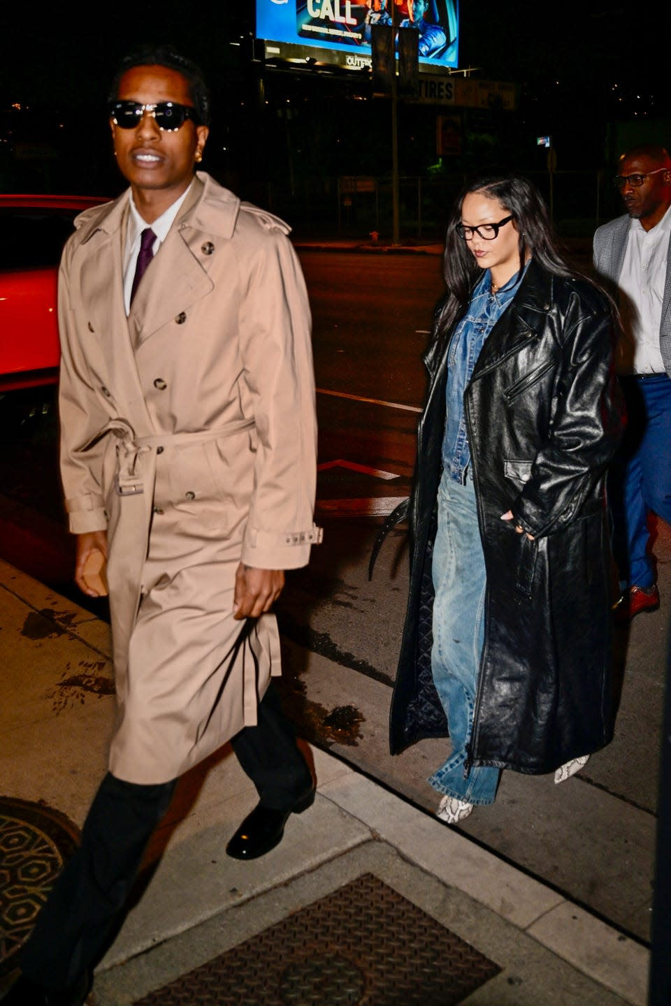 A$AP Rocky and Rihanna seen in Los Angeles, both displaying unique interpretations of contemporary fashion uniforms.