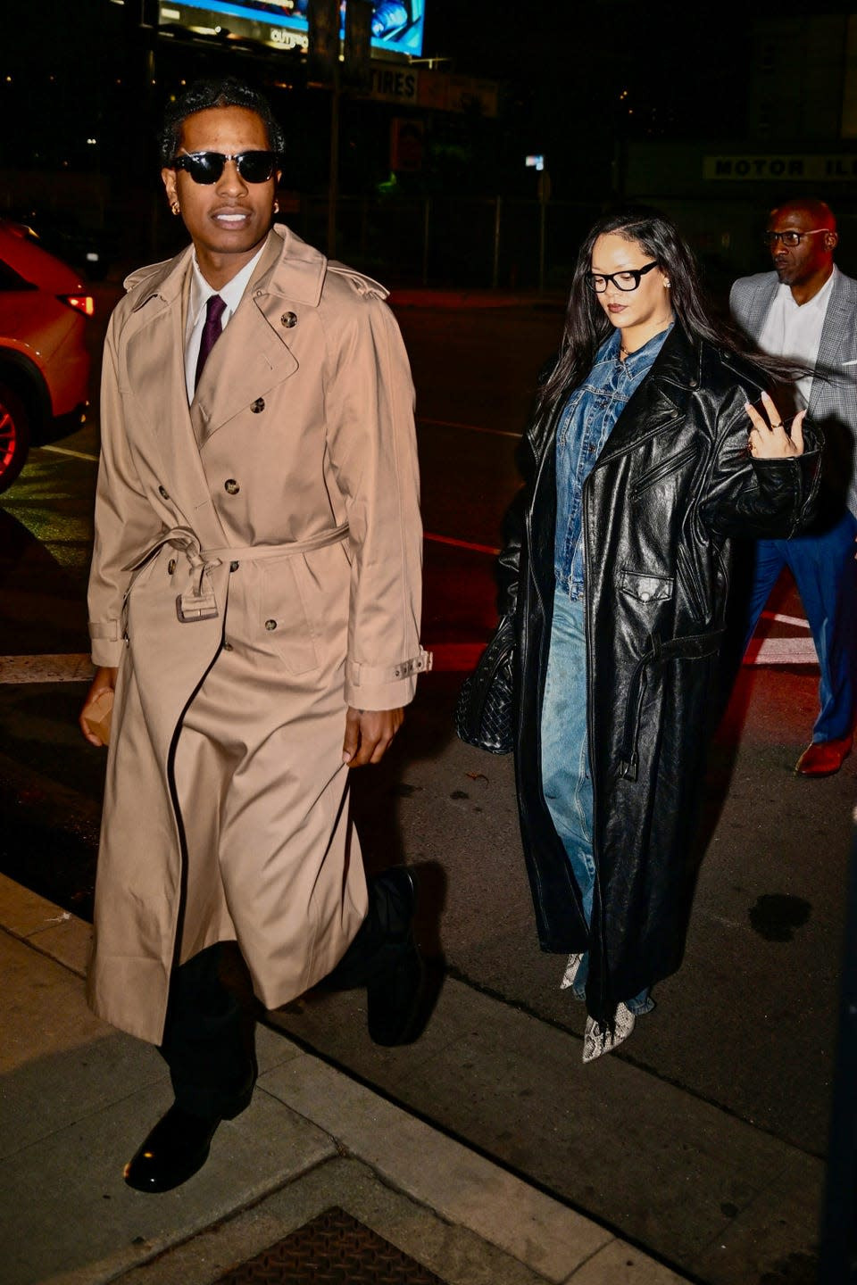A$AP Rocky and Rihanna photographed together in Los Angeles, showcasing their coordinated and individual fashion uniforms.