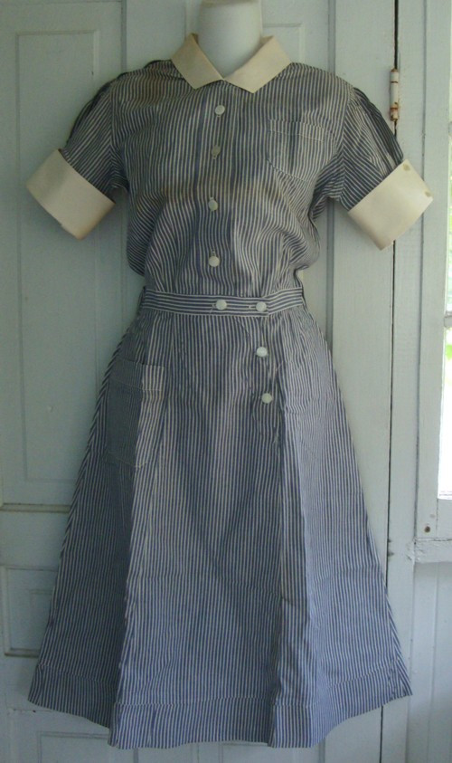 Full view of a vintage student nurse uniform