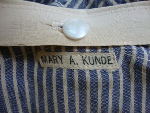 Tag on a vintage nurse uniform with &quot;Mary A. Kunde&quot; name