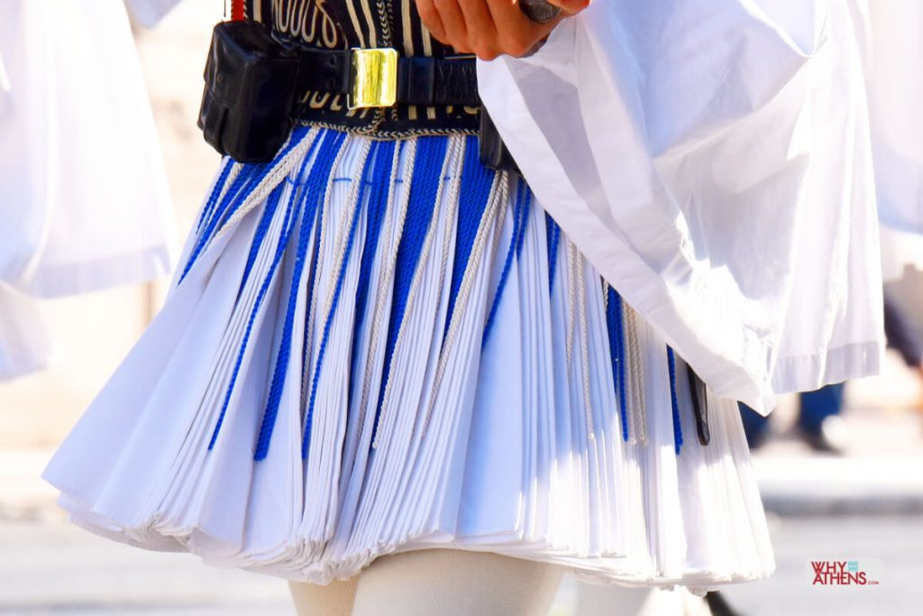 The Foustanella skirt with its numerous pleats and blue and white Krossia fringes