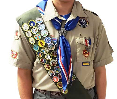 Official Boy Scout Uniform with Patches Display