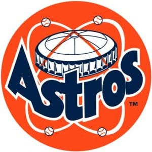 Houston Astros logo colors from 1977 to 1993, showcasing blue and orange.