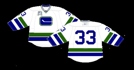 Vancouver Canucks Original Home Jersey:  The blue home jersey from the 1970-1978 inaugural era, featuring a slightly different striping pattern compared to the current home uniform.