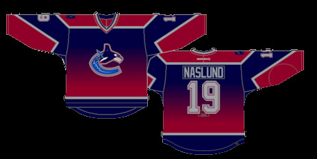 Vancouver Canucks Gradient Jersey: The alternate jersey featuring a gradient color scheme, worn from 2001 to 2006, a unique but divisive NHL uniform.