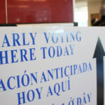 Early Voting Sign at University of Houston Student Center for May Uniform Election – Low Voter Turnout Highlighted