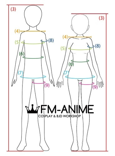 Measurements Guide for Custom Maid Cafe Uniform Size from Online Uniforms