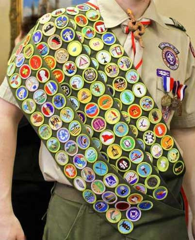 Merit Badge Sash with Merit Badges