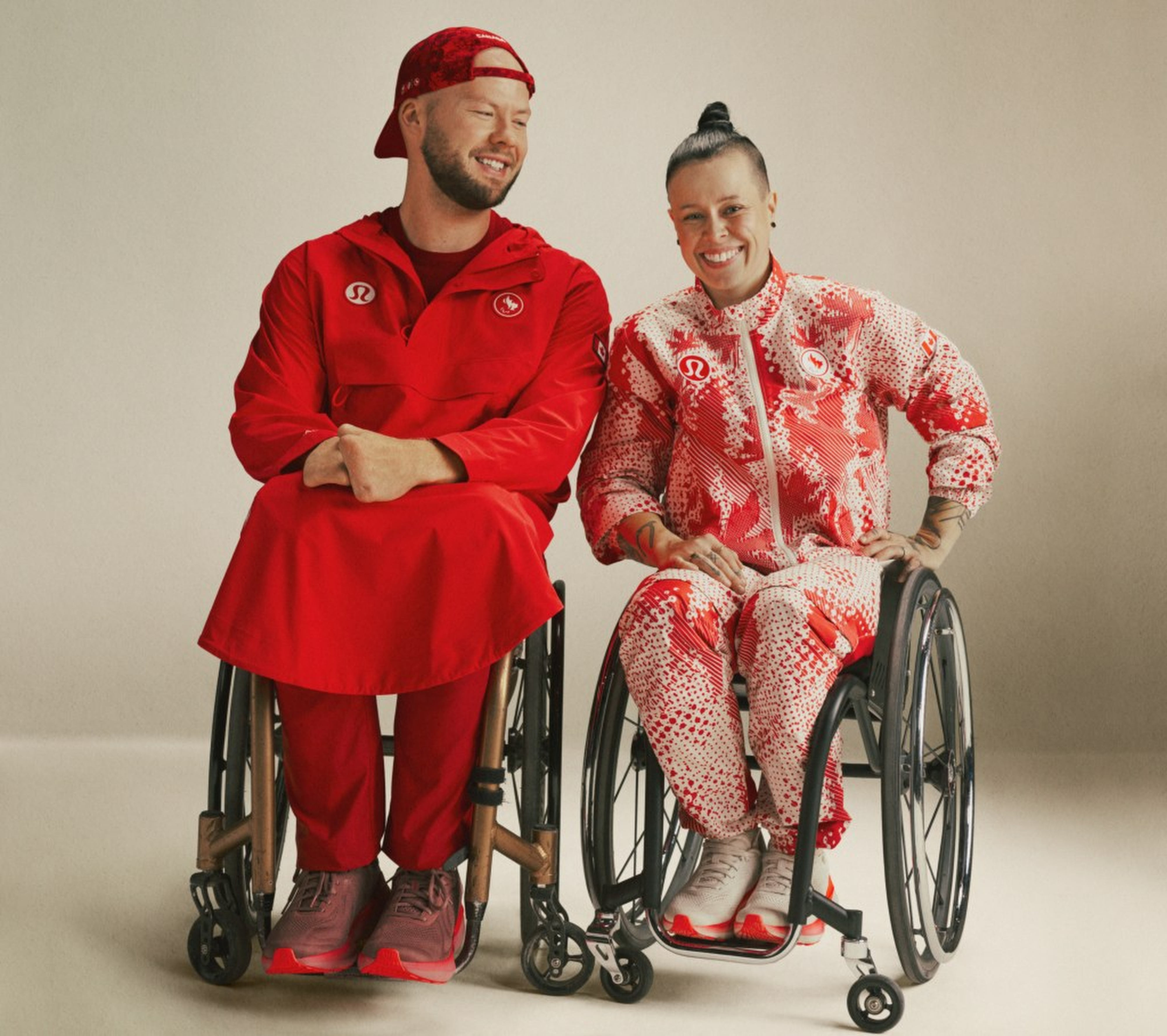 Team Canada Lululemon Athletes Zac Madell and Cindy Ouellet Olympic Uniforms 2024