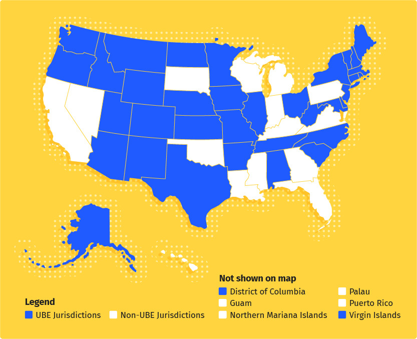 Uniform Bar Examination States Map Desktop