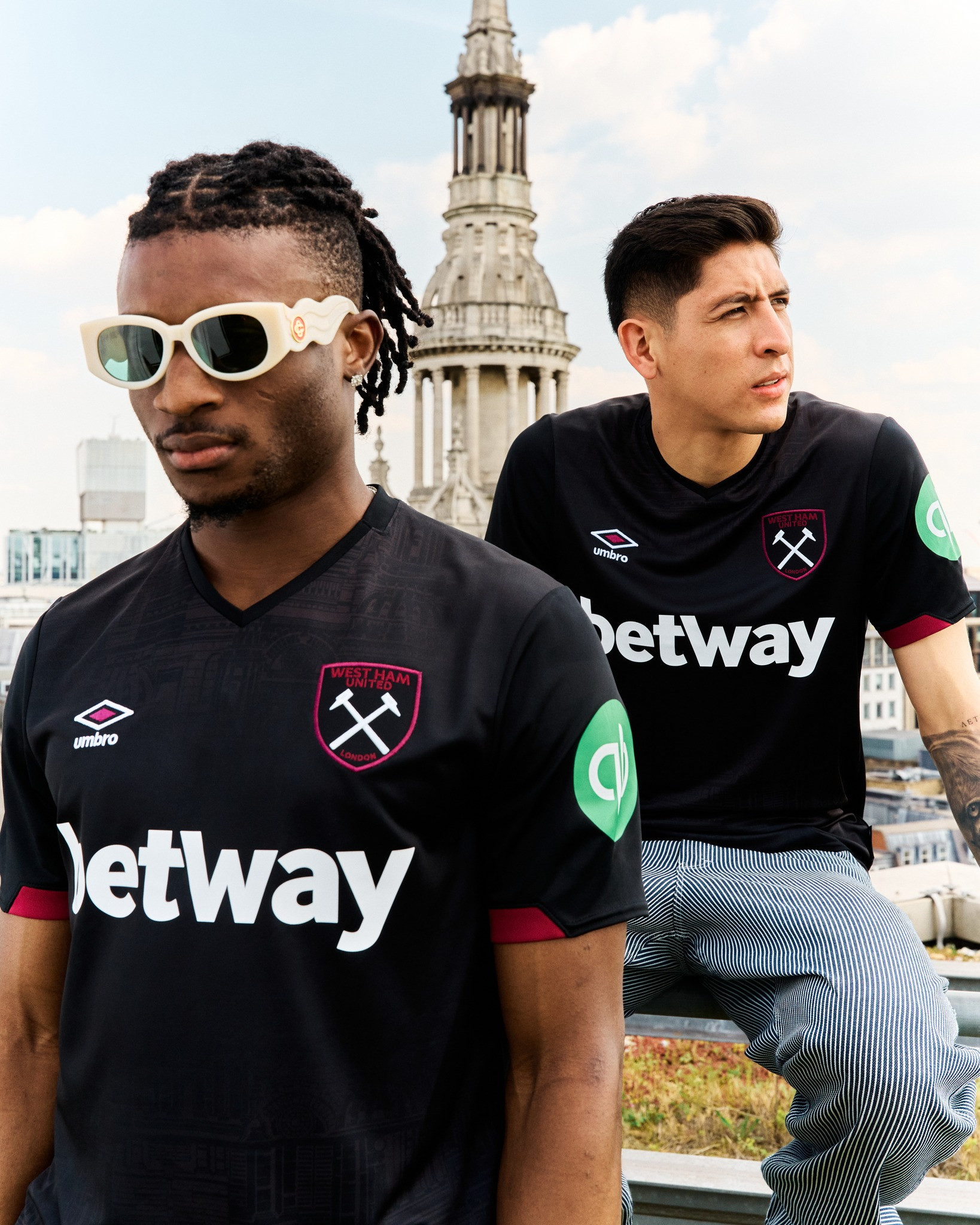 West Ham United 2024-2025 Away Jersey: Featuring Edson Alvarez, designed by Umbro.