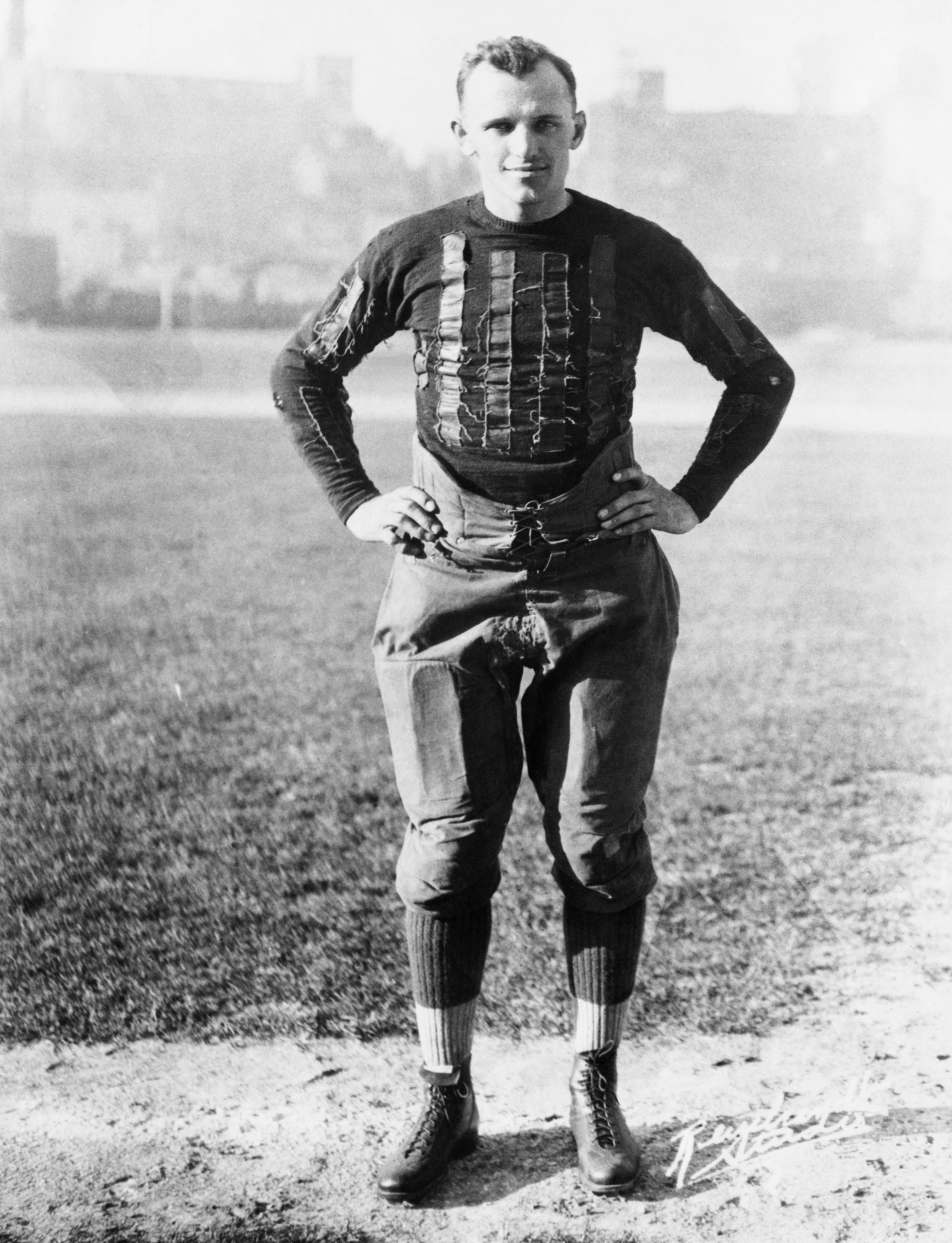 George Halas in Football Uniform on Field