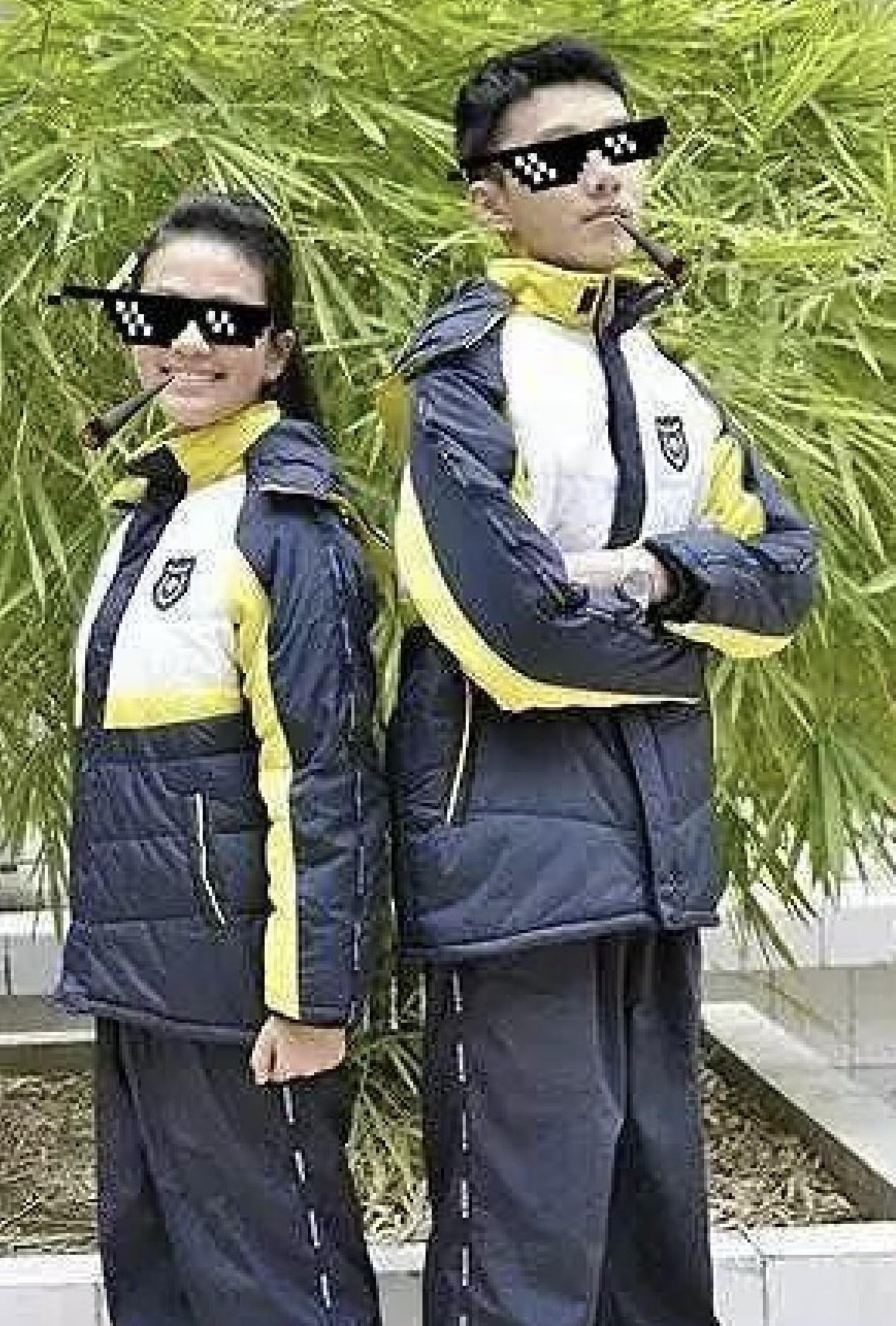 Students wearing tracksuits, a common style of school uniform in China, symbolizing comfort and practicality.