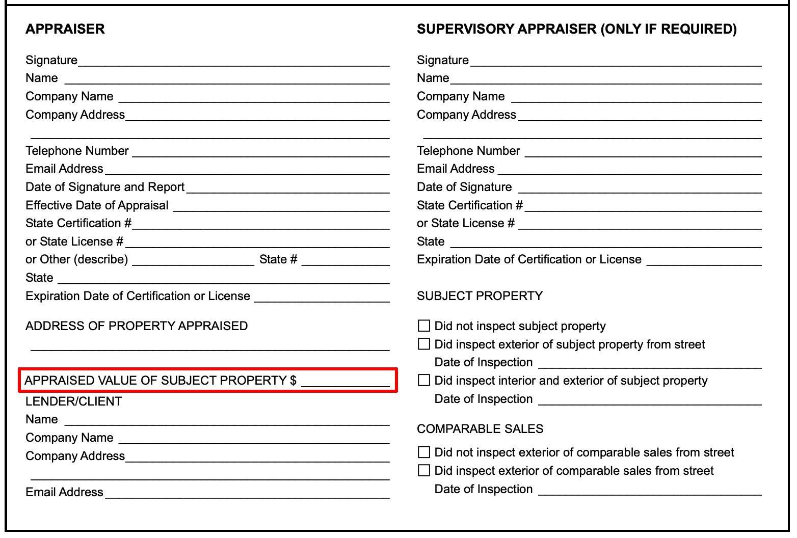 Appraised Value Confirmation