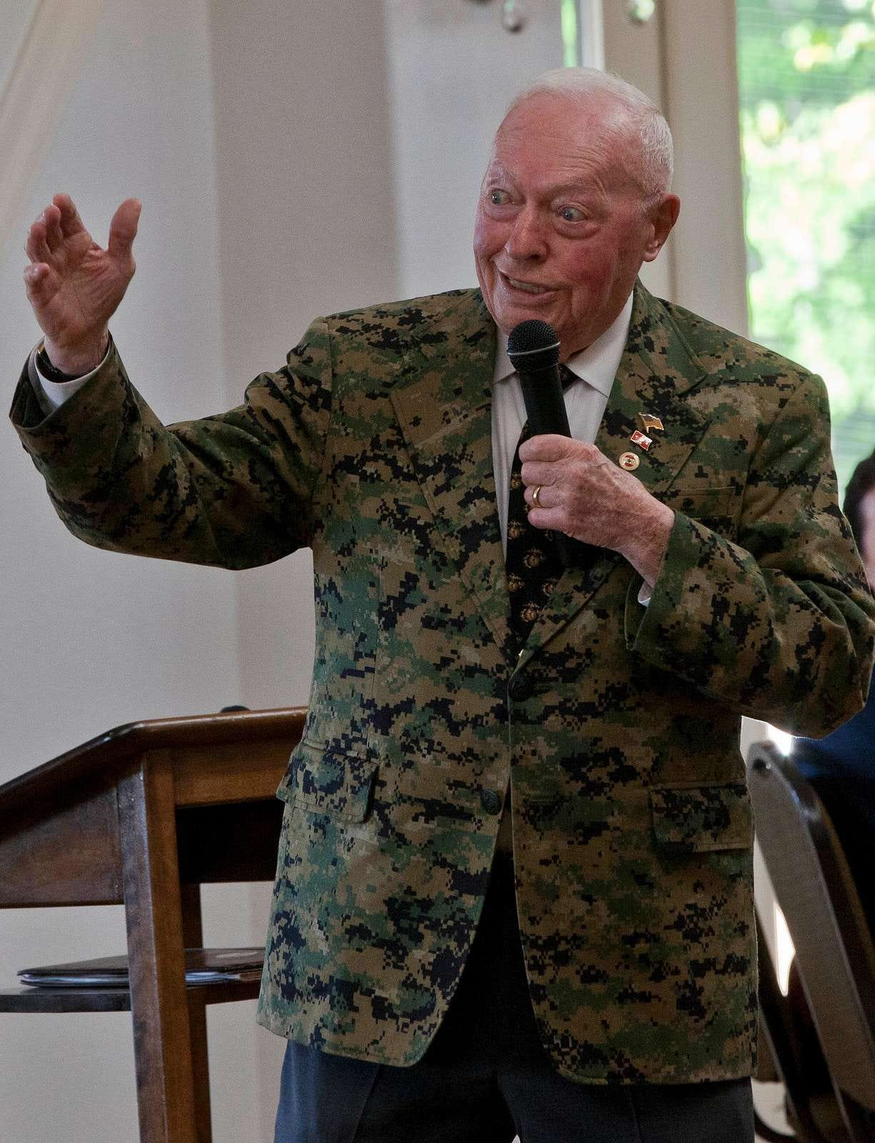 General Alfred M. Gray Jr. in his MARPAT jacket, reflecting his connection with Marines.
