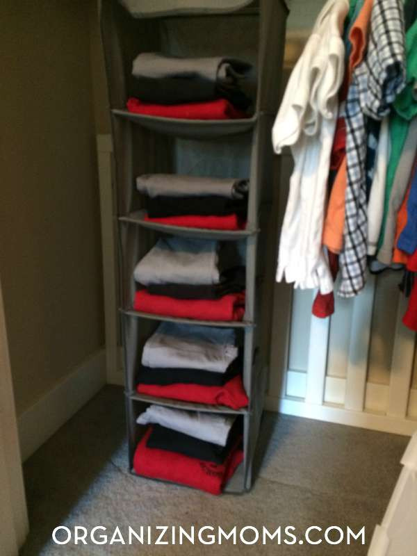 Organizing School Uniforms for the week.