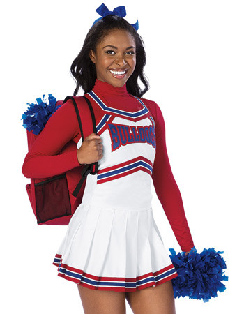 Cheerleader wearing classic cheerleading uniform